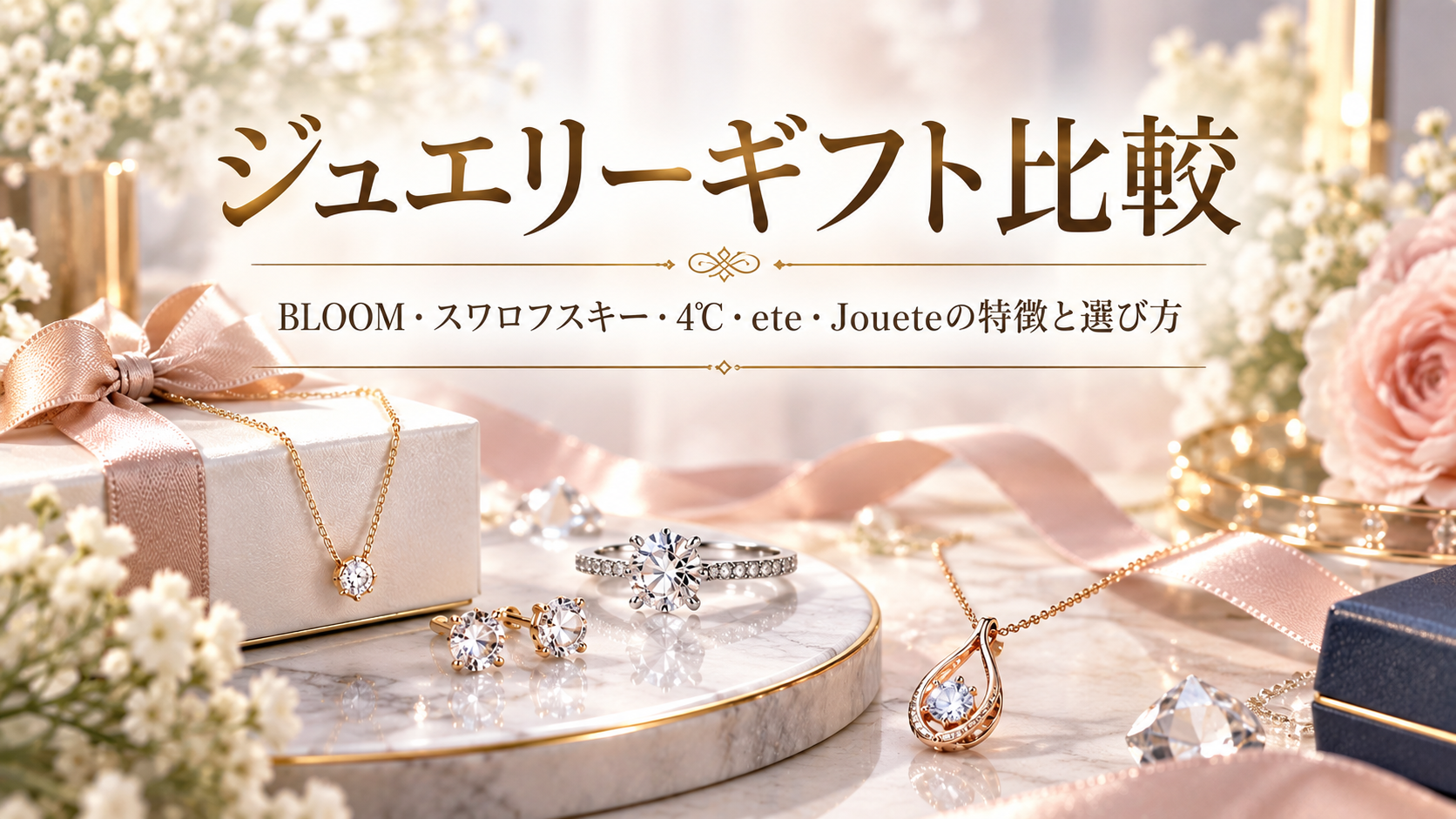 ジュエリーギフト5ブランドを比較｜BLOOM・スワロフスキー・4℃・ete・Joueteの特徴と選び方
