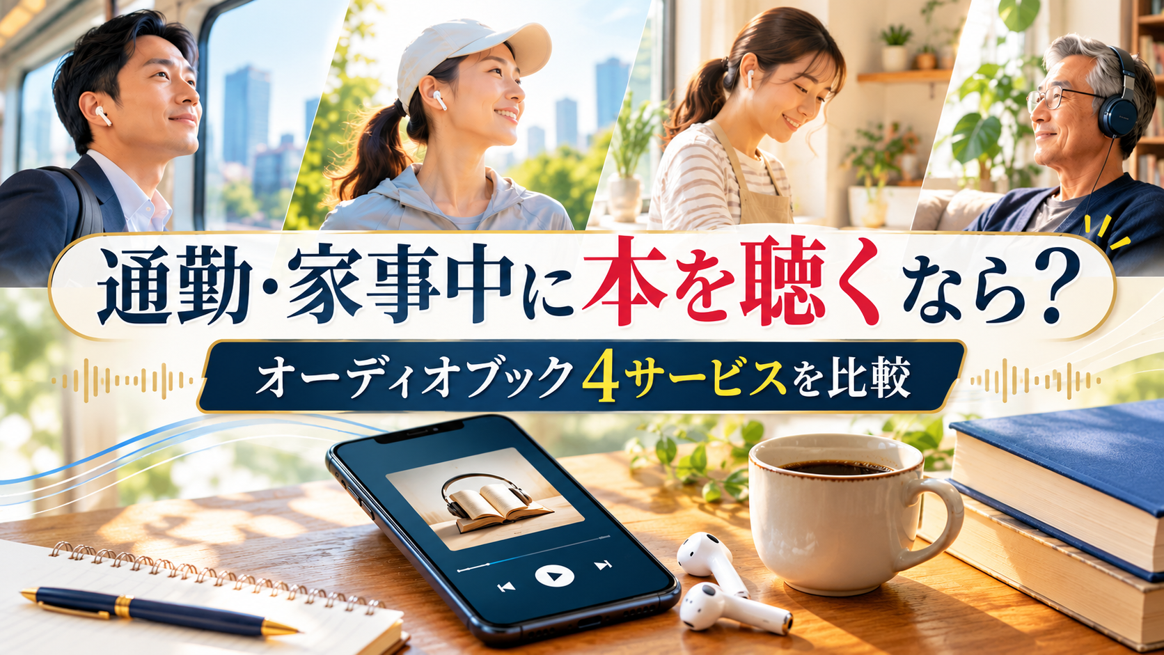 通勤・家事中に本を聴くなら?audiobook.jpなど4サービスを比較